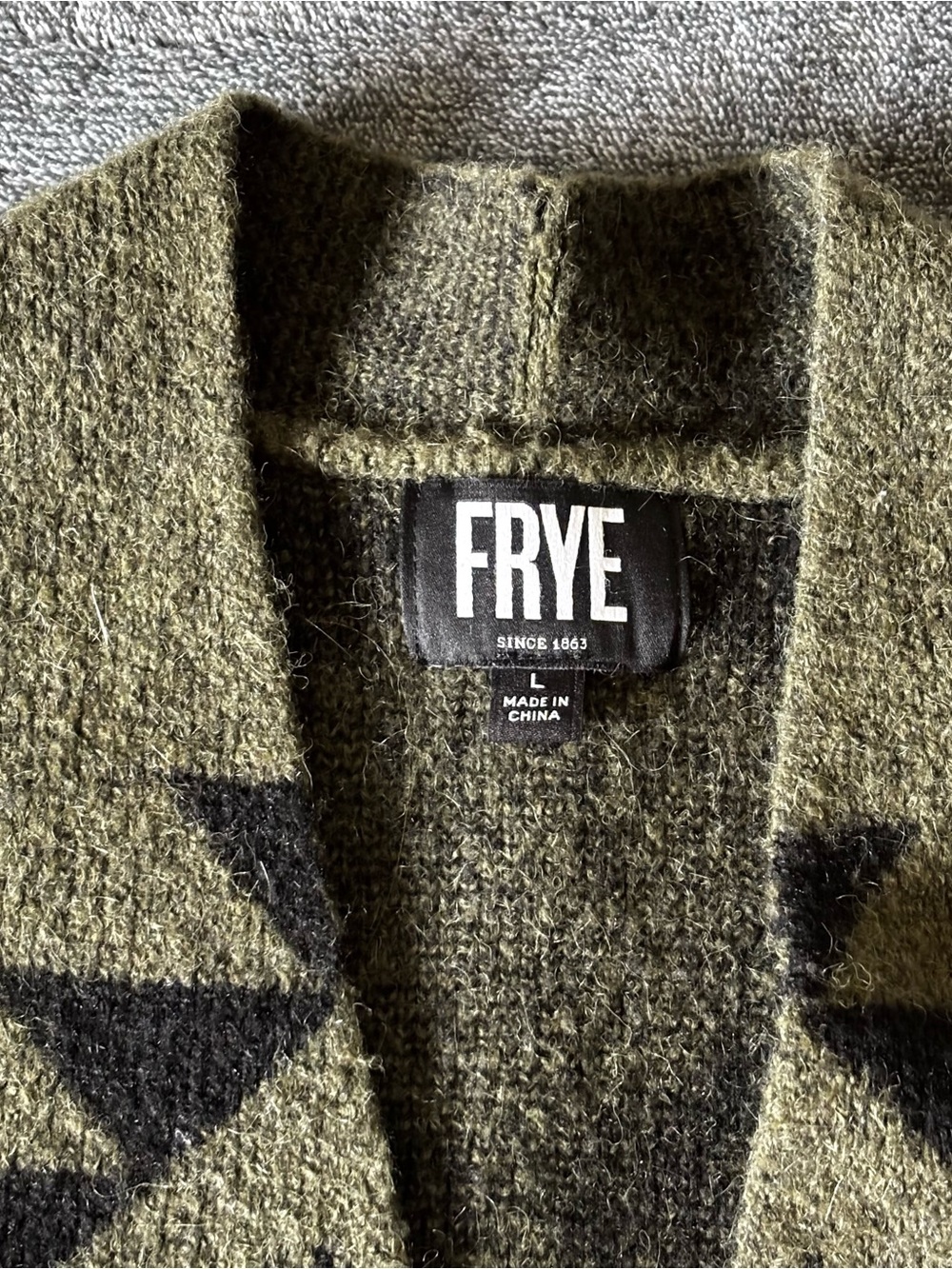 Frye Southwestern Geometric Open Front Cardigan Sweater Large
